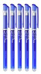 worison 5 Pc 0.35MM Erasable Gel Pens Blue Ink Rollerball Pens Rub-Out Friction Pens