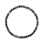 EUMENIDES Black Bracelet, Obsidian Bracelet, 7.05", 4MM, Glossy Pure Black， (Black Striped Bracelet,4MM)