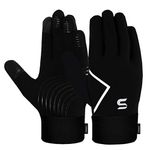 SAWANS Running Gloves Cycling Winter Gloves Men Women Touchscreen Anti Slip Grip Lightweight Thickened Fleece Lining Windproof Outdoor Hiking Driving Thermal Workout Training Gloves (Black, M)