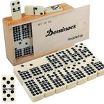 Dominoes Set for Adult, Double Nine Domino Set with Wooden Case, Jumbo Size Dominos Game Set with 55 Ivory Domino Titles (2-6 Players)