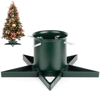 Real Christmas Tree Stand Base - Live Trees Small Christmas Tree Holder up to 6.5ft Trees for Real Xmas Trees 0.53 Gal Star+ Green