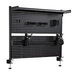 EUREKA ERGONOMIC Desk Pegboard,Steel Pegboard with Dual Monitor Stand,Computer Desk Accessories for Office, Privacy Panel for Gaming Desk, 4 Accessories Modular Hanging,110×29×86.8cm, Black