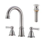 CREA Bathroom Faucet in Brush Nickel, 2-Handle 3 Hole Bathroom Sink Faucet, Fit for 4inch and 8inch Sink with Pop UP Drain Stopper