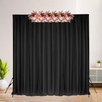 Trimming Shop Backdrop Curtain 3x3m Photography Curtains Detachable Smooth Ice Silk Pleated Backdrop Curtains for Stage Christmas Decor Party Backdrop Wedding Birthday Bridal Shower Decoration, Black