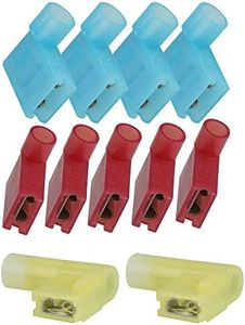 Lala Smill 100 pcs 1/4" Nylon Flag Spade,Female Insulated Quick Disconnects Electrical Flag Connector Terminal 22-18 18-14 12-10 Gauge Red Blue Yellow