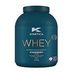 Kinetica Strawberry Whey Protein Powder | 2.27kg | 23g Protein per Serving | 76 Servings | Sourced from EU Grass-Fed Cows | Superior Mixability & Taste