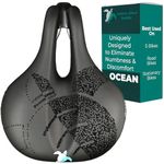 Adamo Island Saddle Ocean Comfort Bike Seat - Anatomic Relief Bicycle Saddle For Spin Bikes, E-Bikes, & Stationary Bike With Waterproof Cover - EBike Seat Reduces Numbness & Discomfort For Men & Women
