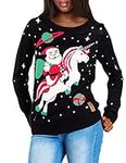 Tipsy Elves Women's Santa Unicorn Christmas Sweater Medium