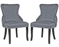 FDW Dining Chairs Arm Accent Chairs Dining Room Chair Kitchen Chair Dining Metal Side Chairs Solid Wood Modern Tufted Upholstered for Home Kitchen Bedroom Living Room Arm Side Chairs Set of 2 Grey