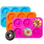 Onlineforu lTD 1 Food Grade Silicone Non-Stick 6-Well Silicone Donut Mould Baking Donut pan, Colour May Vary