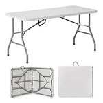 DlandHome Camping Folding Table 60inches BBQ Portable Desk Outdoor Dinner Table Utility Table