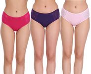 Eve's Beauty Women's Lycra Net Hipster Panties - Pack of 3 Pink