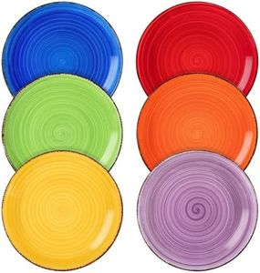 vancasso Bonita Muticolor Salad Plate Set of 6, 7.5 Inch Ceramic Dessert Plate, Dishwasher and Microwave Safe