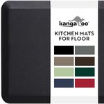 KANGAROO 3/4" Thick Superior Comfort, Relieves Pressure, All Day Ergonomic Stain Resistant Floor Rug Anti Fatigue Cushion Mat, Durable Standing Desk, Foam Pad Mats Kitchen, Office, 32x20, Black