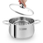 DERUI CREATION Stainless Steel Stock Pot with Lids Casserole Pots Induction Saucepans Soup Pot for Cooking,22CM (4L)