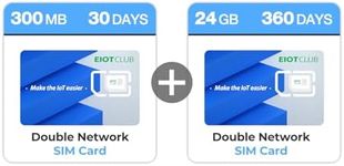 EIOTCLUB Data Only SIM Card Double Network (300MB Trial +24GB 360day), Supports AT&T and T-Mobile Networks.