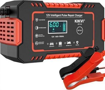 KIKVI Car Battery Charger, 12V 6A Smart Battery Trickle Charger Automotive 12V Battery Maintainer Desulfator with Temperature Compensation for Car Truck Motorcycle, Lead Acid Batteries