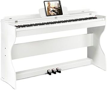 MUSTAR Digital Piano 88 Tasten, E Piano weiß, Elektrisches Klavier mit Klavierständer, 3 Pedale Adapter, 2 Kopfhöreranschluss, LCD-Bildschirm, USB/MIDI, Piano für Anfänger