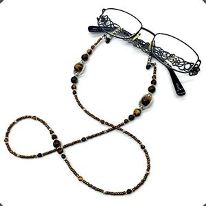 ALBATROSART -HANDMADE Eyeglass Chains Elegant Eyewear Retainer Beaded Eyeglass Strap Holder Natural Stone Beaded Eyewear Retainer (TIGER EYE Stone Beaded Design)