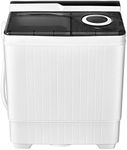 COSTWAY Portable Washing Machine, Twin Tub 26 Lbs Capacity, 18 Lbs Washer and 8 Lbs Spinner, Compact Washer with Control Knobs, Timer Function, Drain Pump, Laundry washer for Apartment RV, Grey