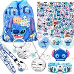 59PCS Cartoon Merchandise Gifts Set for Girls, Drawstring Bag Backpack Stickers Lanyard Necklace Bracelet Keychain Phone Holder Button Pins