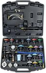 YSTOOL Radiator Pressure Tester Pneumatic Vacuum Type Purge Refill Kit Universal Automotive Cooling System Water Tank Leak Test and Coolant Fill Tool 28PCS Set with Adapters Gauge Black Case