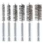 6 Pieces Stainless Steel Bore Brush Hex Handle Cleaning Wire Brush 8mm - 19mm Stainless Steel Hole Wire Brush Set for Power Drill Cleaning