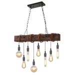 SEEBLEN 8-Lights Farmhouse Kitchen Island Pendant Light, Rustic Wood Chandeliers for Dining Room,Height Adjustable Island Light,Dining Room Bar Restaurant Cafe Pool Table.