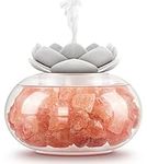 Essential Oil Diffusers Aromatherapy Diffuser: Vyaime Salt Lamp Diffuser for Home Bedroom Office, Pink Crystal Himalayan Cute Lotus Auto Shut-Off 7 Colors LED Night Light - White