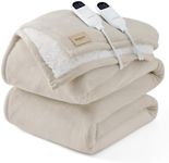 Bedsure HeatX Heated Blanket King Size, Beige Dual Control Electric Blanket