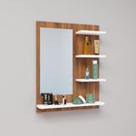 VIKI Engineered Wood|Dressing Table With Mirror, Stool Vanity Cabinet, Vanity Shelf, Bedroom Furniture, Makeup, Hallway,80Cms(H)*60Cms(W)*15Cms(D)|1 Year Warranty, Diy|Brussel Walnut & Frosty White