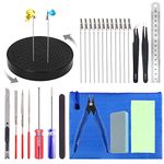 Swpeet 37Pcs Professional Painting Stand Base Holder and Gundam Modeler Basic Tools with Alligator Clip Sticks Kit, Modeling Tools Compatible for Airbrush Spray Gundam Hobby Model