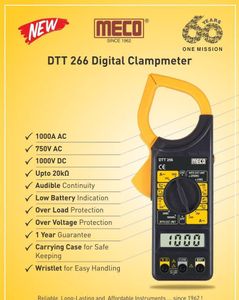 Meco DT-266 Digital Clamp Multimeter Auto Ranging Amp Current Voltage Measurement Device Tester Meter with Accuracy Digital Clamp meter 2000 Counts