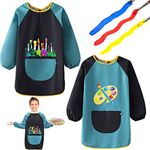 Lweiiws 2 Pack Kids Art Smock Children Waterproof Painting Apron Age 6-12, Paint Smock Kids with Long Sleeve and Pocket