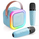 Karaoke Machine for Kids Adults, Mini Karaoke Machine 2 Wireless Microphones, Birthday Gifts for Girls Toys Age 3-15 Year Old, Kids Microphone Toys for 3-12 Year Boys Girls Birthday Presents Teenage