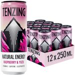 TENZING Natural Energy Drink, Plant Based, Vegan, & Gluten Free Drink, Raspberry & Yuzu, 250ml (Pack of 12) - Packaging may vary