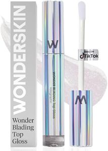 Wonderskin WONDER BLADING Top Gloss - Clear Glitter Lip Gloss, Hydrating and High Shine Finish Lip Makeup (Holographic)