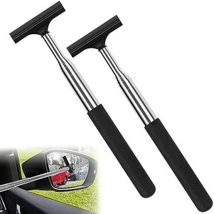 2 Pcs Car Mirror Wiper, 38.6in Handle Car Side Mirror Squeegee, Car Mirror Squeegee, Side Mirror Squeegee, Mini Squeegee for Rainy Foggy Weather