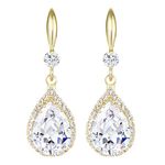 Linawe 14K Gold Imitation Diamond Dangle Wedding Earrings, Chandelier Rhinestone Drop Earrings for Women Trendy, Cubic Zirconia Earrings Crystal Teardrop Jewelry Set