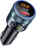 GizmoVine Car FM Transmitter Bluetooth 5.3 Adapter,Wireless Radio Transmitter for Car, PD 30W QC3.0 18W Fast Charging, Hands-Free,Bass Boost,LED Display,USB Flash Play,All Metal,12V/24V