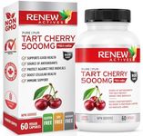 Renew Actives Tart Cherry Extra 10000mg per Serving (2 Capsules) - 10:1 Powerful Antioxidant to Fight Free Radicals - Supports Digestion & Overall Wellness - Easy to Swallow - 60 Capsules - Made in Canada