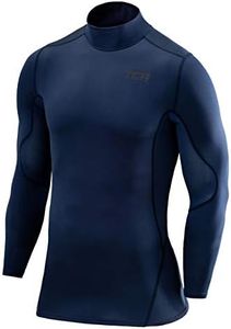 TCA Men's SuperThermal Compression Base Layer Football Running Top Long Sleeve Thermal - Mock Neck - Navy Eclipse, XL
