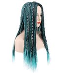 Karlery Adult Women Long Braid Blue and Black Wig Halloween Cosplay Costume Party Wig