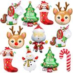 ASTARON 11pcs Christmas Balloons for Christmas Party Decorations,Christmas Gifts for Kids Santa Reindeer Snowman Gingerbread Christmas Tree Balloon Decoration for Xmas Holiday Party Supplies