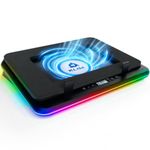 KLIM Turbofrost Laptop Cooling Pad for Gaming – 4 x 4000 RPM Turbo Fans, RGB Lighting, 4 USB Ports, Dual Power (USB-C/DC), Sealed Foam for Fast Cooling – Fits Up to 17” Laptops – Black