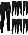 Hicarer 6 Pack Men's Compression Pants Workout Pants Athletic Compression Leggings Running Tights for Men Sport Supplies (Black, X Large)