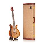 Axe Legends Carlos Santana Miniature Guitar | Handmade Wooden Mini Replica Includes Personalised Mini Leather Guitar Strap and A-Frame Display Stand | 25 cms Tall | Shipped in Gift Box