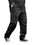 Lymio Cargo for Men | Cotton Cargo Pant | Drawstring Waist Pant (Also Available in Plus Sizes) (47-Black-L)