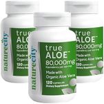 NatureCity True-Aloe 80,000mg Aloe Vera Gel Equivalent Per Serving– Made with Organic Aloe Vera (360 Capsules) Digestive, Skin and Joint Support|Small Easy-to-Swallow Pills