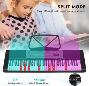 MUSTAR 61-Key Lighted Keyboard – Black Electronic Piano